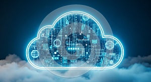 Digital Cloud Computing Network with Glowing Circuits and Data Streams technology