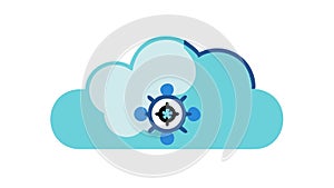 Digital Cloud Computing Network Icon, vector design Generative AI