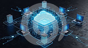 Digital cloud computing network with interconnected devices and data centers