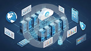 Digital cloud computing network with servers and data visualization