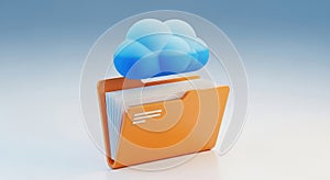 Digital cloud computing storage for data organization and file management with a folder icon concept