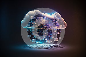 Digital cloud computing technology concept. generative ai