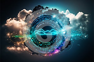 Digital cloud computing technology concept. generative ai