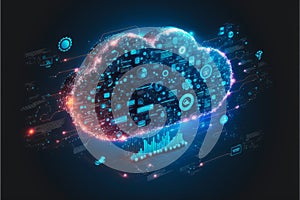 Digital cloud computing technology concept. generative ai