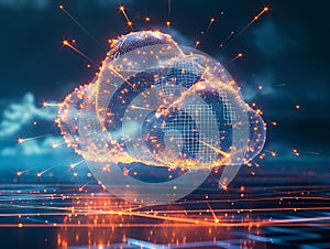 Digital Cloud Concept in Cyberspace