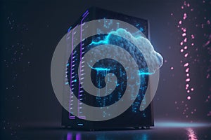 Digital cloud data storage digital concept. Cloudscape digital online service for global network. Database backup