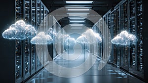 Digital cloud data transfer in a high-tech server room