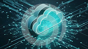 Digital Cloud Dataflow Network Illustration. Concept Cloud Computing, Data Flow, Network