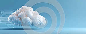 A digital cloud floating in the air, blending technology and natural elements. Cloud computing concept