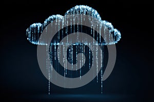 Digital Cloud Icon Raining Binary Code Representing Information Flow