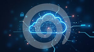 Digital cloud with network connections, symbolizing cloud computing and data storage