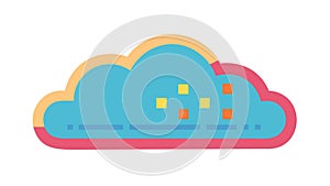 Digital Cloud Network with Data Points Connection, vector design Generative AI