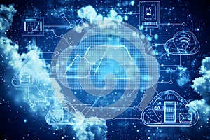 Digital Cloud Network: Interconnected Data and Global Connectivity