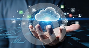 Digital cloud networking solution held in a human hand
