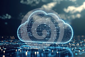 Digital cloud representing data storage technology on a futuristic network background