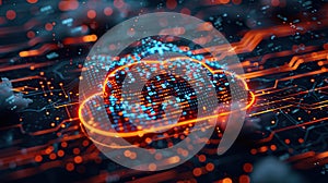 Digital Cloud Symbol on a Circuit Board