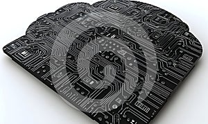 Digital cloud technology concept circuit board illustration isolated