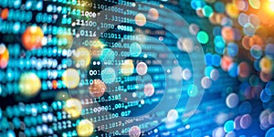 Digital Code with Bokeh Lights, Abstract, Technology, Programming, Binary