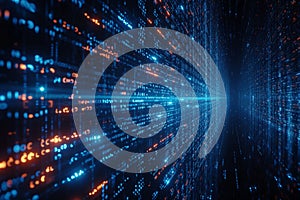Digital code cascade Binary data streams in matrix background