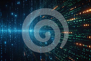 Digital code cascade Binary data streams in matrix background