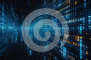 Digital code cascade Binary data streams in matrix background