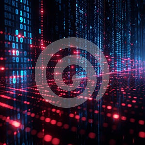 Digital code cascade Binary data streams in matrix background