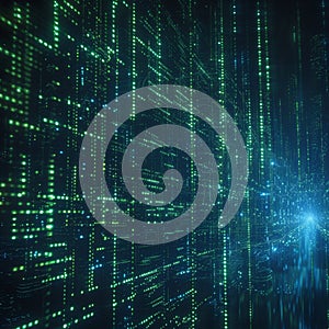 Digital code cascade Binary data streams in matrix background