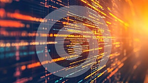 Digital code stream displaying abstract programming data