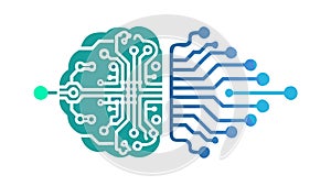 Digital Cognitive Flow: Brain & Information Stream, vector design Generative AI