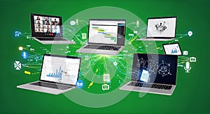 Digital Collaboration with Multiple Laptops and Data Sharing in a Modern Tech Environment