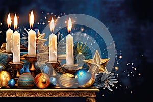 a digital collage of a hanukkah menorah where the edges of the c photo