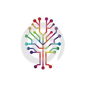 Digital colorful pattern Tree vector logo design.