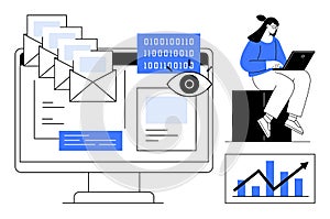 Digital Communication and Data Analysis with Emails, Binary Code, and Graph Insights