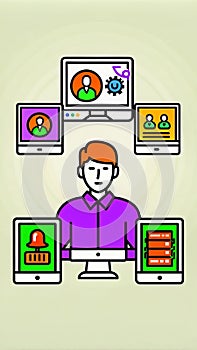 Digital communication network with interactive screens and user profiles