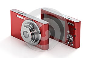 Digital compact camera isolated on white background. 3D illustration