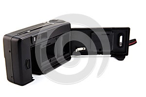 Digital compact photo camera isolated