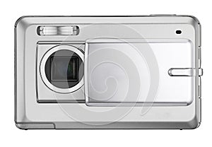 Digital compact photo camera isolated