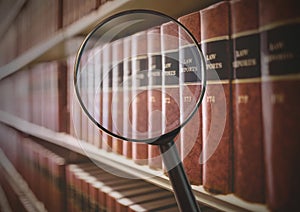 3D Magnifying glass over books