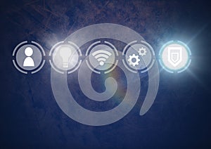 Icons interface of Internet Of Things over blue background