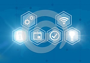 Icons interface of Internet Of Things over blue background