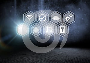 Icons interface of Internet Of Things over blue background