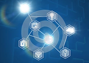 Icons interface of Internet Of Things over blue background