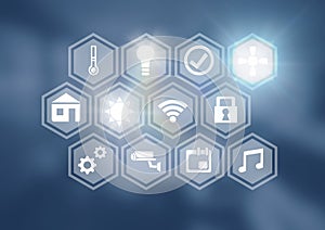 Icons interface of Internet Of Things over blue background