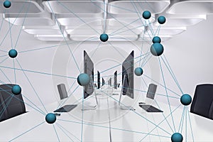 Digital composite image of tech graphic in office