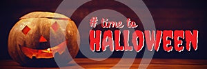 Composite image of digital composite image of time to halloween text