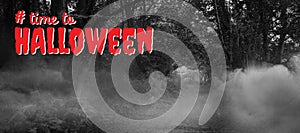 Composite image of digital composite image of time to halloween text