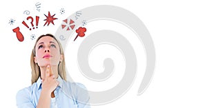 Digital composite image of a woman with cursing doodles