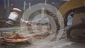 Digital composite of jcb machine construction site