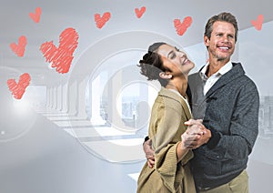 Digital composite of loving couple