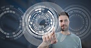 Man touching circle interface